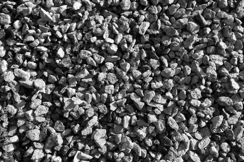 Gravel stone close-up pattern black and white