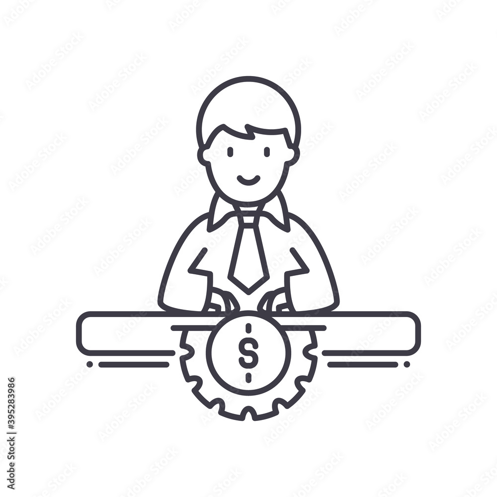 Financial manager icon, linear isolated illustration, thin line vector, web design sign, outline concept symbol with editable stroke on white background. Financial manager icon, linear isolated illustration, thin line vector, web design sign, outline concept symbol with editable stroke on white background.