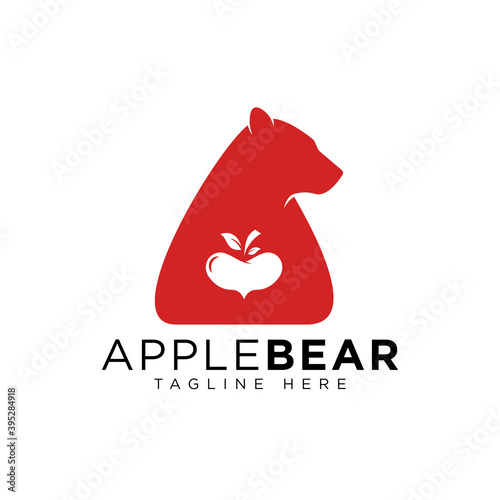 creative bear holding apple logo design idea