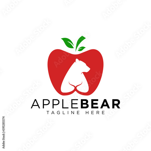 simple creative apple bear logo design idea