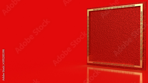 The Chinese gold frame for Asia background content 3d rendering.