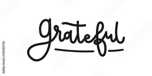 Grateful lettering. Happy Thanksgiving. Vector illustration, flat design