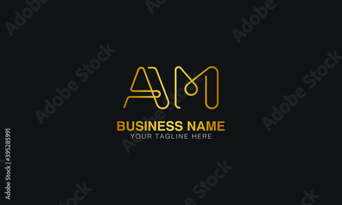 AM A M initial based letter typography logo design vector