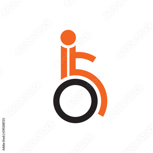 Dissability care logo design with people on wheel chair template