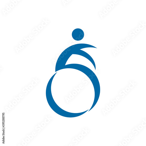 Dissability care logo design with people on wheel chair template