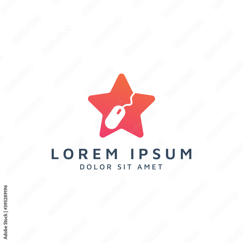 star and mouse negative space logo design star and mouse negative space logo design