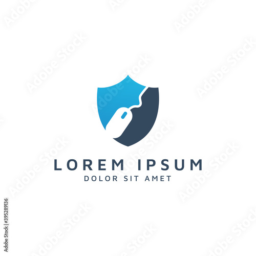 shield and mouse negative space logo design