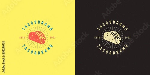 Tacos logo vector illustration taco silhouette, good for restaurant menu and cafe badge photo