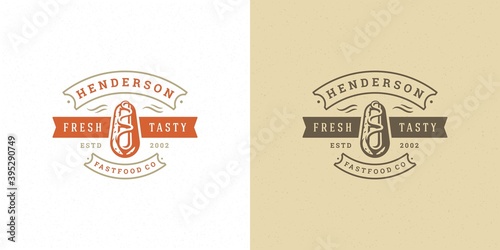 Hot dog logo vector illustration sausage silhouette good for restaurant menu and cafe badge