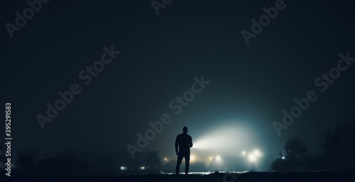 Lighting at night with a powerful flashlight