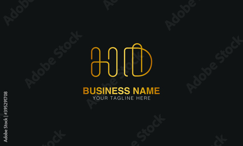 HD H D initial based letter typography logo design vector	