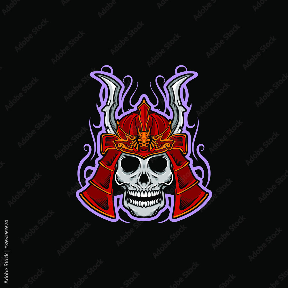 Fototapeta premium Logo team samurai skull, logo esport, game, illustration or template