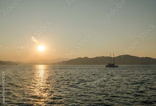 Sunset on the island of Evia, Greece 