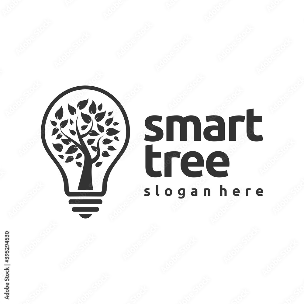 smart tree imagination logo design isolated on white background. smart tree imagination logo design isolated on white background.