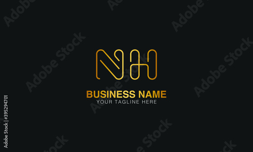 NH N H initial based letter typography logo design vector  photo