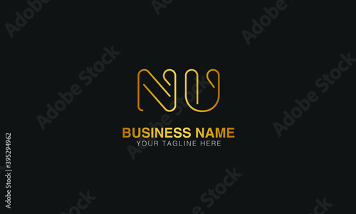 NU N U initial based letter typography logo design vector 