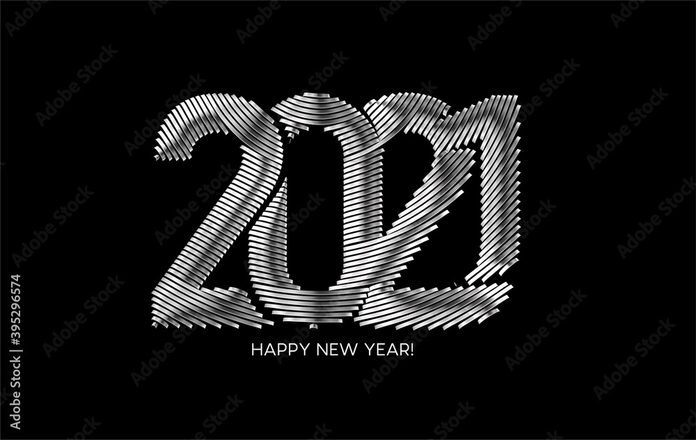 Happy New Year 2021 Silver Text Typography Design poster, Vector illustration. Happy New Year 2021 Silver Text Typography Design poster, Vector illustration.