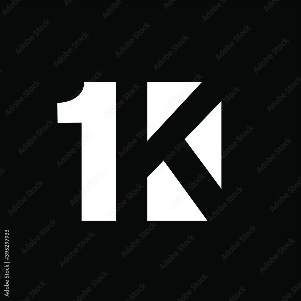 1k 1 k initial letter and number with negative space logo vector icon design isolated background 1k 1 k initial letter and number with negative space logo vector icon design isolated background
