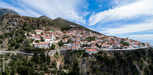 Aerial panorama of Dhermi, Albania photo