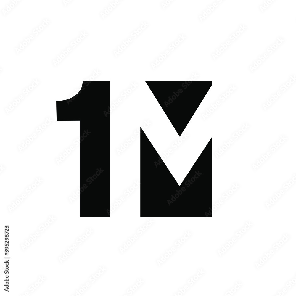 1m 1 m initial letter and number with negative space logo vector icon design isolated background 1m 1 m initial letter and number with negative space logo vector icon design isolated background