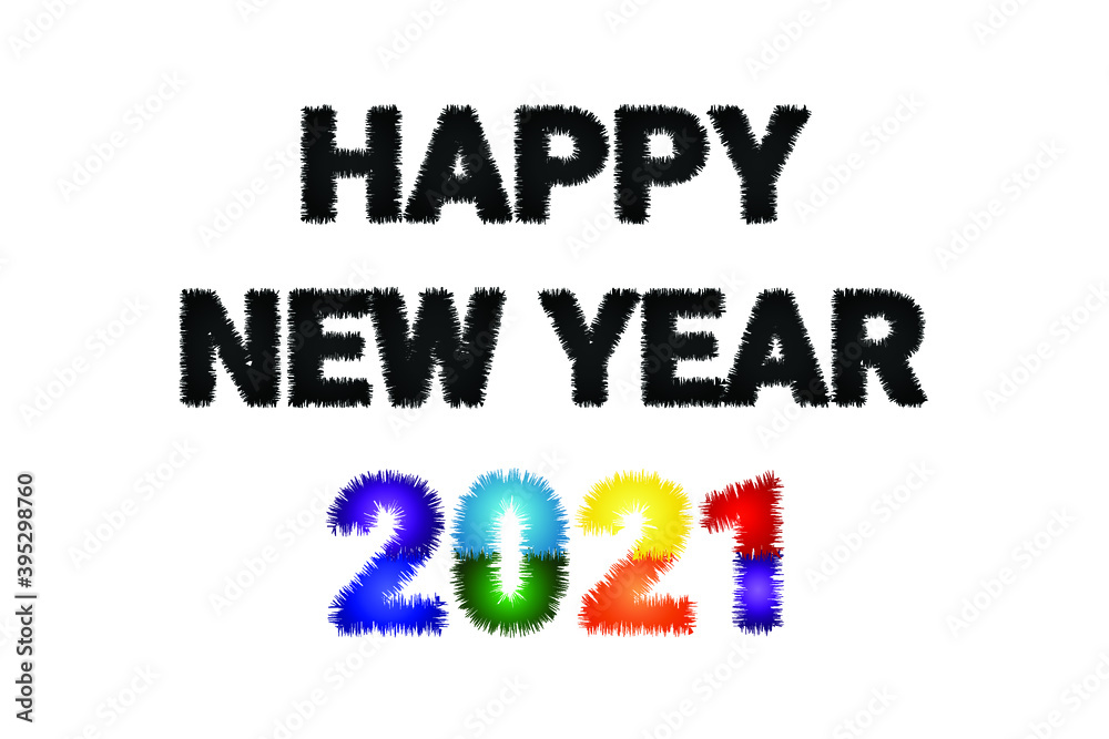 Happy new year 2021 greeting card with colorful roughen effect