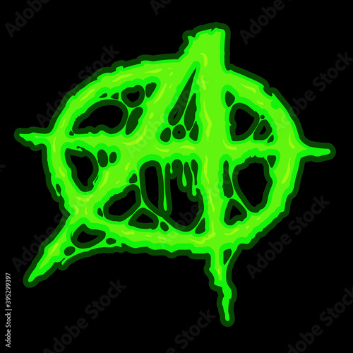 Grungy illustration of the anarchy symbol