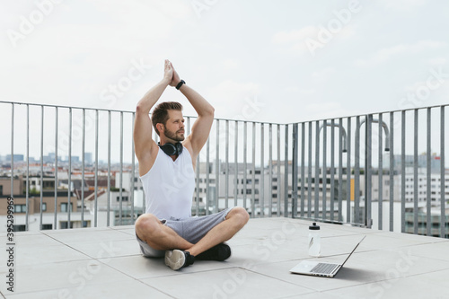 Outdoor workout on a rooftop terrace