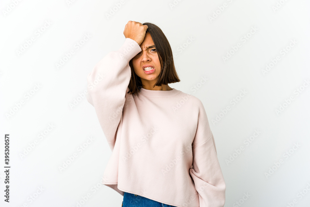 Young mixed race woman forgetting something, slapping forehead with palm and closing eyes. Young mixed race woman forgetting something, slapping forehead with palm and closing eyes.