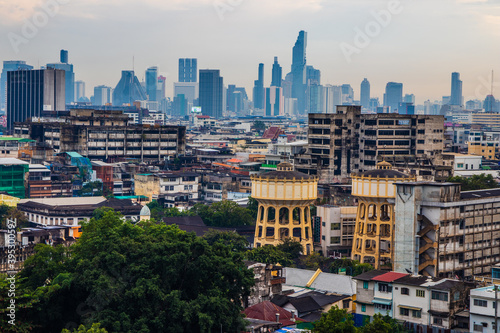view to the cityscape of Bangkok Thailand Asia from Wat Saket