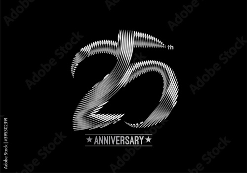 25th Years Anniversary Celebration Silver Design. vector design.