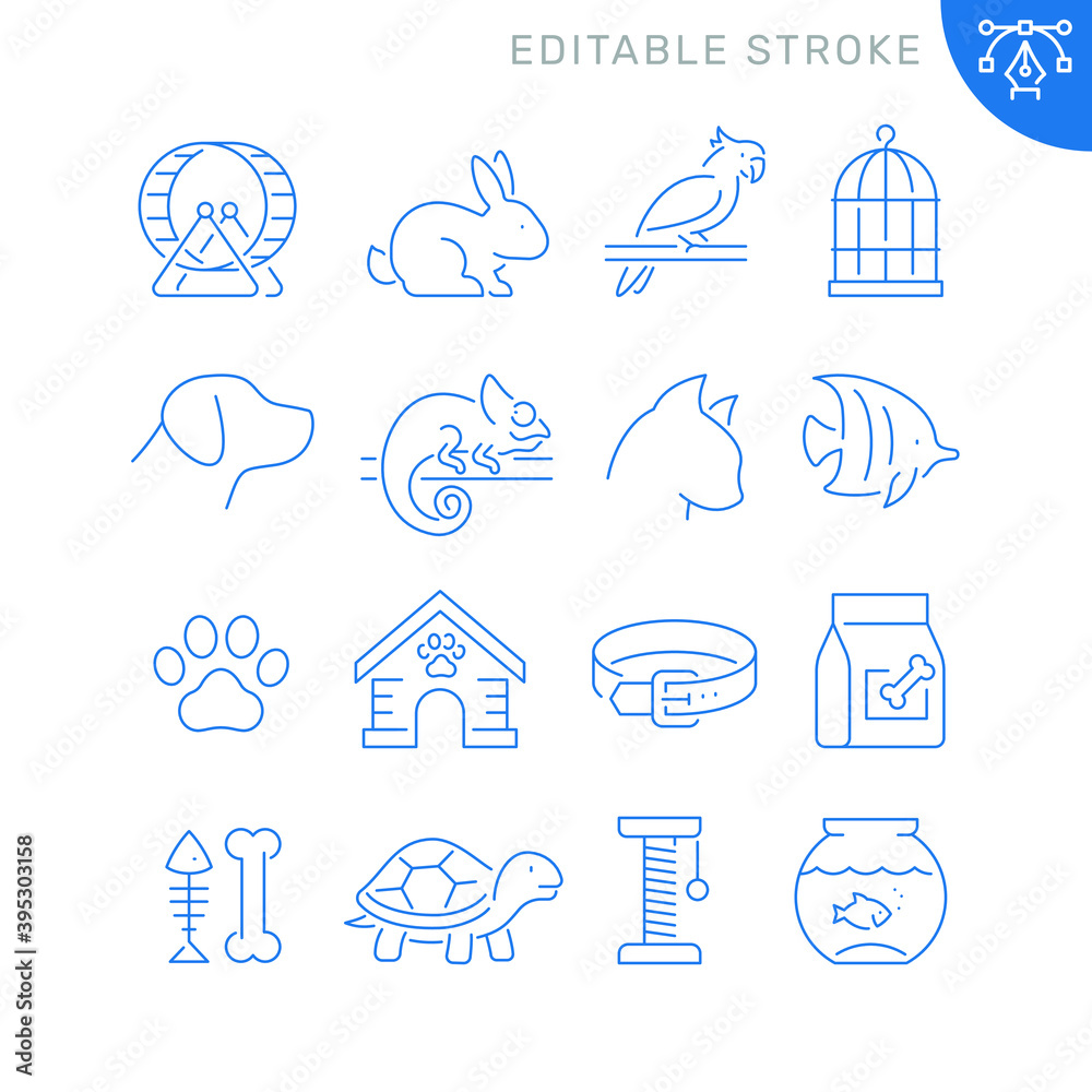 Pet related icons. Editable stroke. Thin vector icon set - obrazy, fototapety, plakaty 