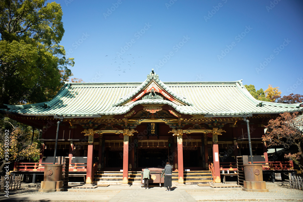 Beautiful Shrine Architecture at Nezu Shrine, Tokyo Japan