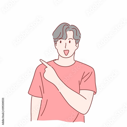 Man gesturing with pointing to something.