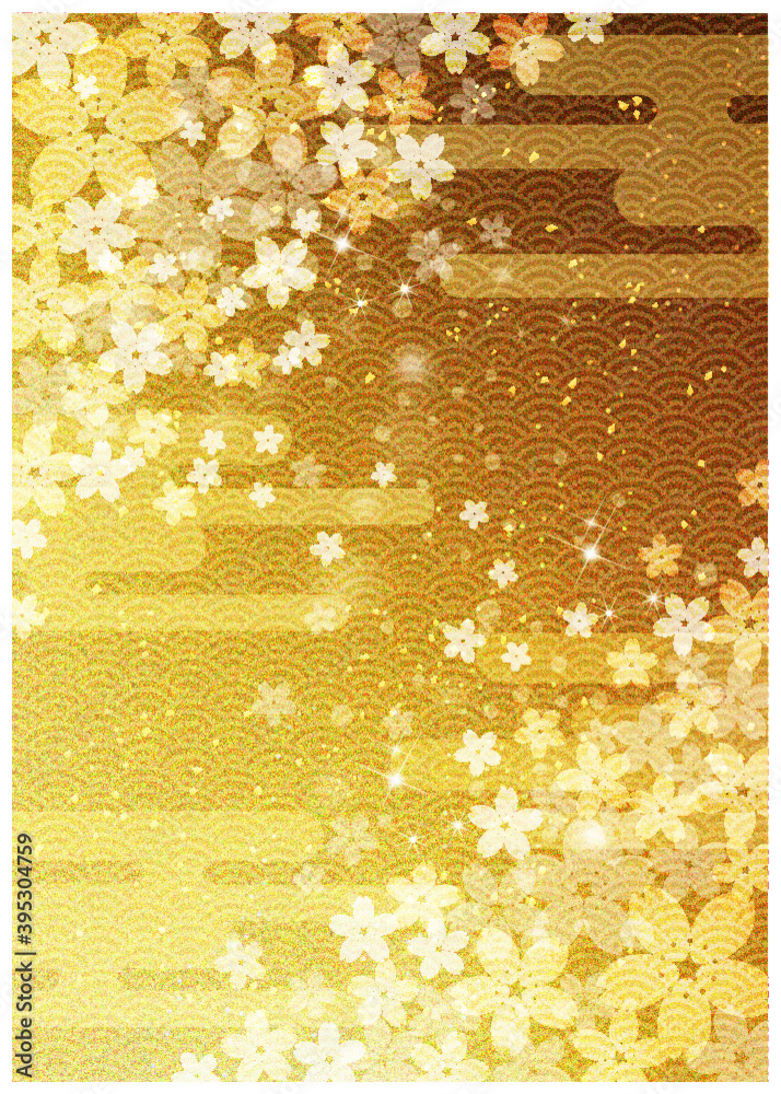 桜の輪 和柄 金箔背景 Stock Vector Adobe Stock