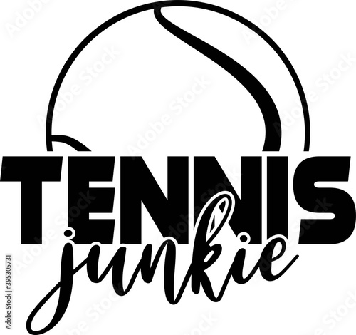 Tennis junkie isolated on the white background. Vector illustration