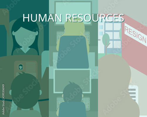 HR or Human Resources Management and recruitment concept