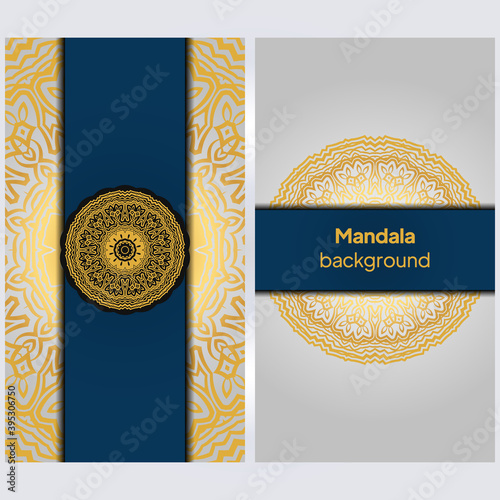 Ornamental floral business cards or invitation with mandala. Vector illustraiton