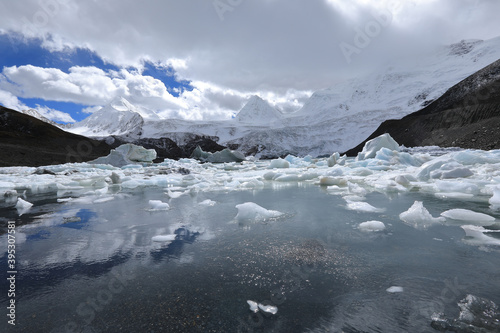 Glacier lagoon in Tibet China