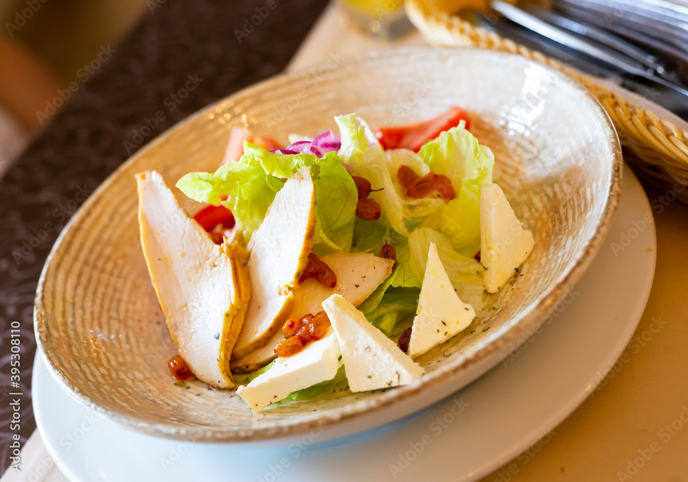 caesar salad with chicken and dehydrated sea buckthorn caesar salad with chicken and dehydrated sea buckthorn