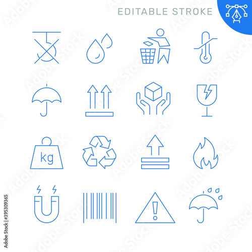 Cardboard box symbols related icons. Editable stroke. Thin vector icon set