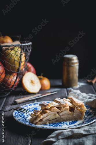 Dutch Apple Pie on Dark Background