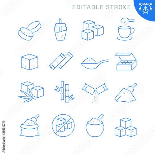 Sugar related icons. Editable stroke. Thin vector icon set