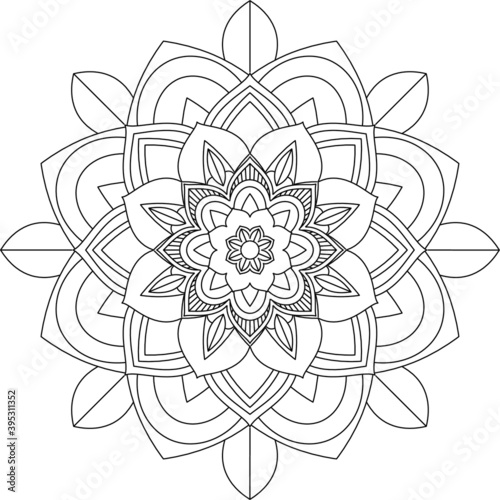 Easy Mandala coloring book simple and basic for beginners  seniors and children. Set of Mehndi flower pattern for Henna drawing and tattoo. Decoration in ethnic oriental  Indian style.