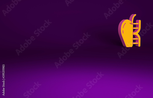Orange Genetically modified apple icon isolated on purple background. GMO fruit. Minimalism concept. 3d illustration 3D render.