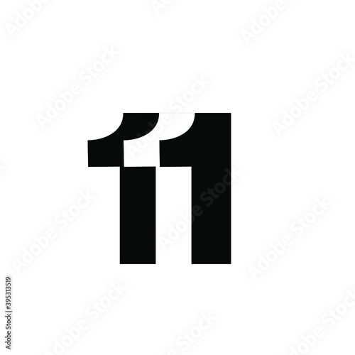 111 11 1 number negative space logo vector icon design isolated background