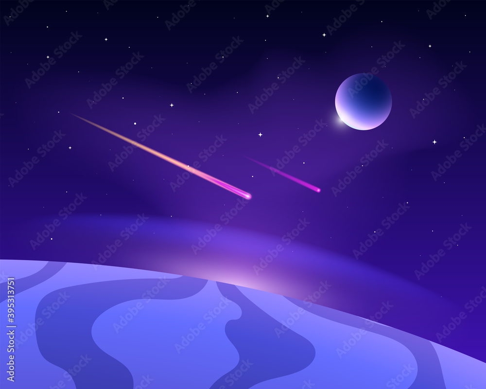 Space with planets and comets