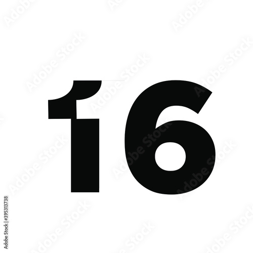 116 16 1 11 6 number negative space logo vector icon design isolated background