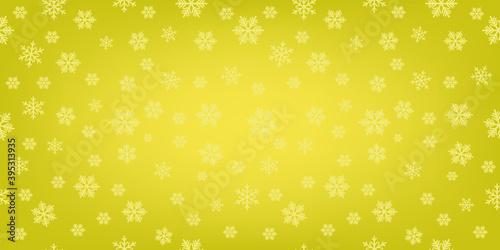 Seamless wide background with snow pattern, snowflakes gold color 