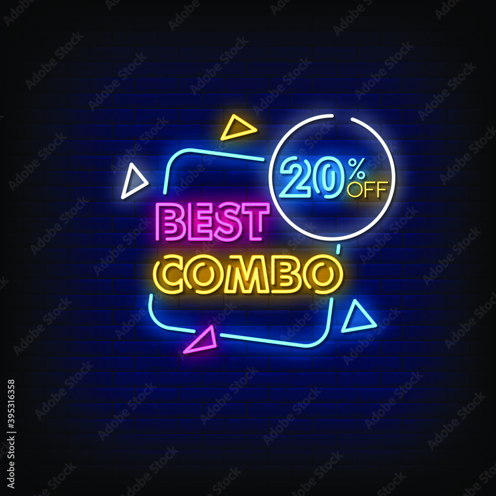 Best Combo Neon Signs Style Text Vector