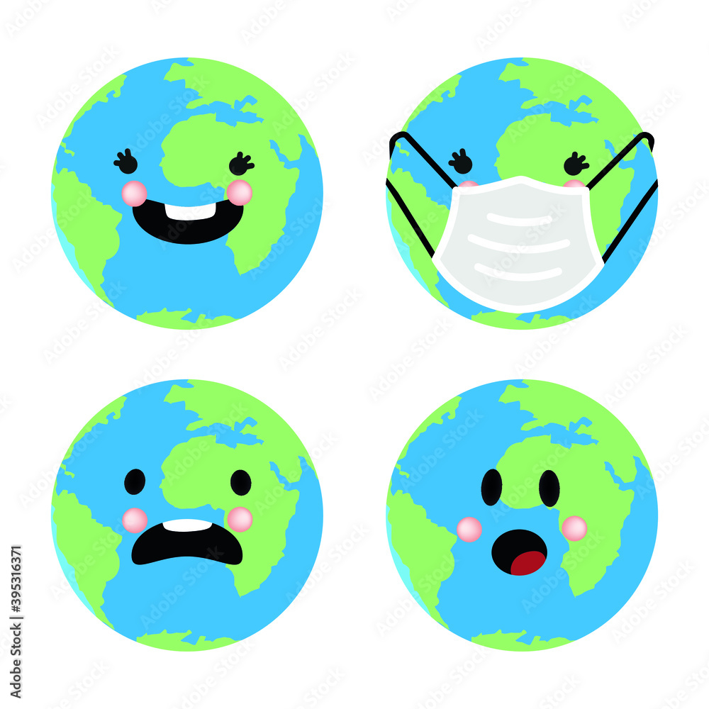 Vector image. Funny earth sticker.